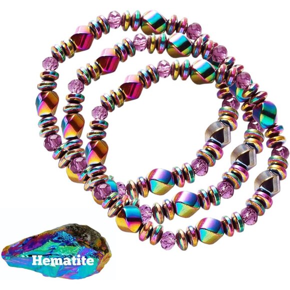 Multicolor Adjustable Hematite Bracelet - Stylish Relief for Arthritis & Anxiety - Picture 9 of 9